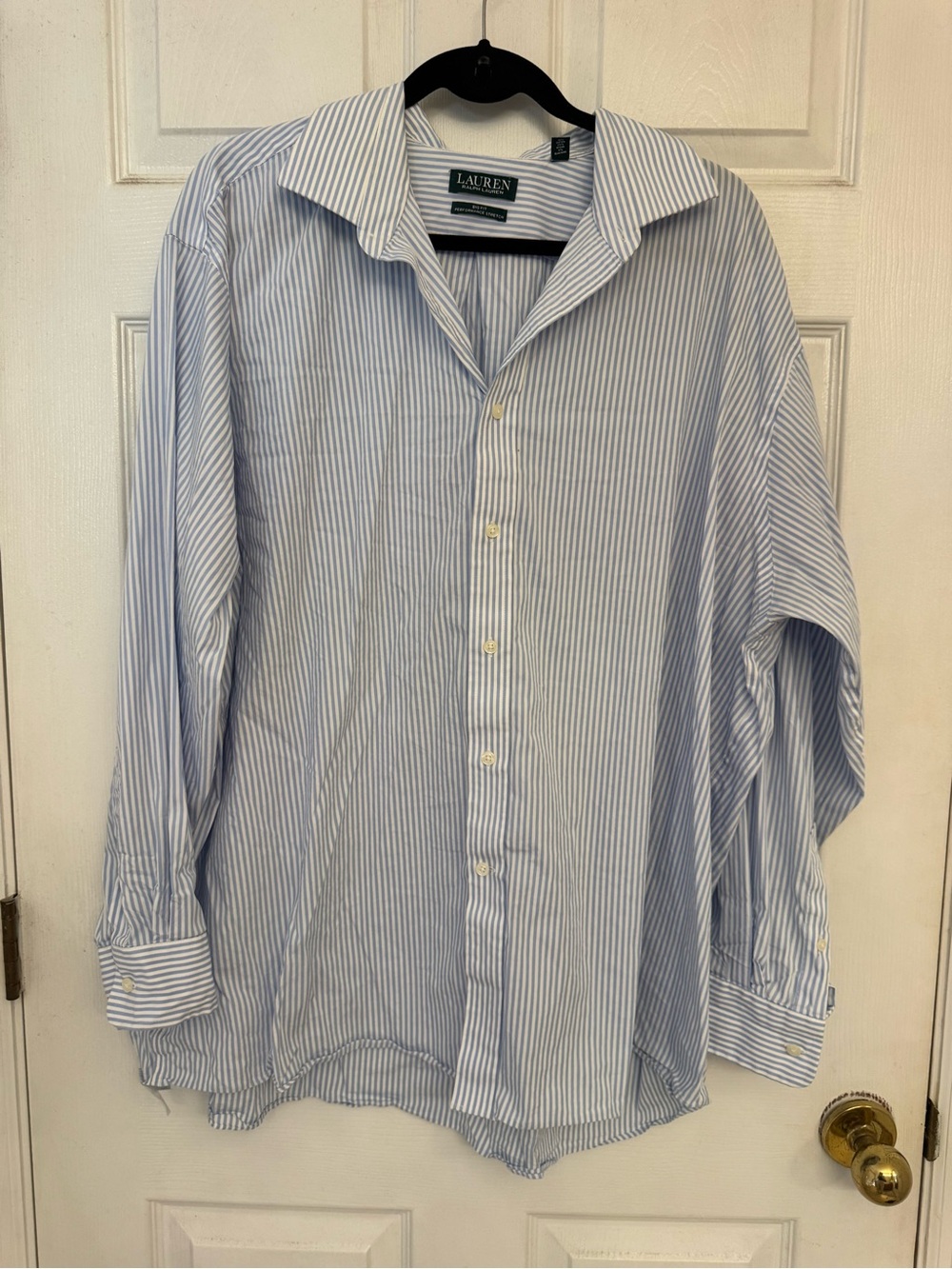 Lauren Ralph Lauren Blue White Stripe Button Down Shirt Big Fit